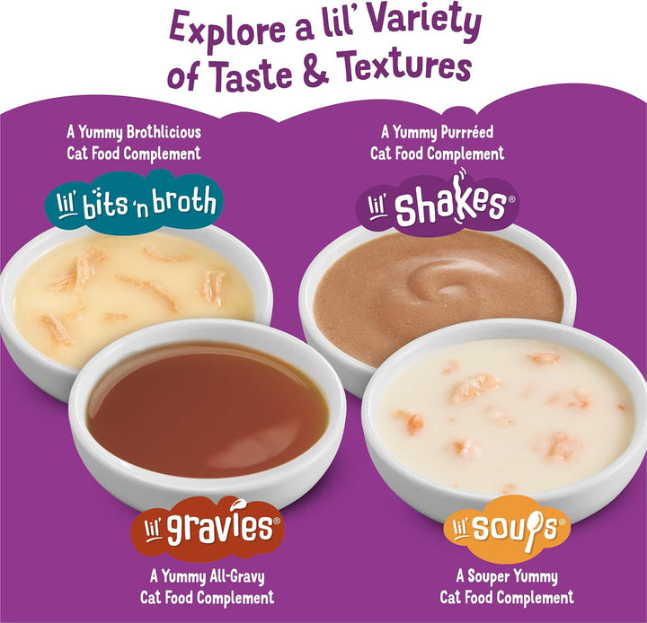 Purina  Pureed Cat Food Topper, Lil’ Shakes with Scrumptious Salmon Lickable Cat Treats - (Pack of 16) 1.55 Oz. Pouches