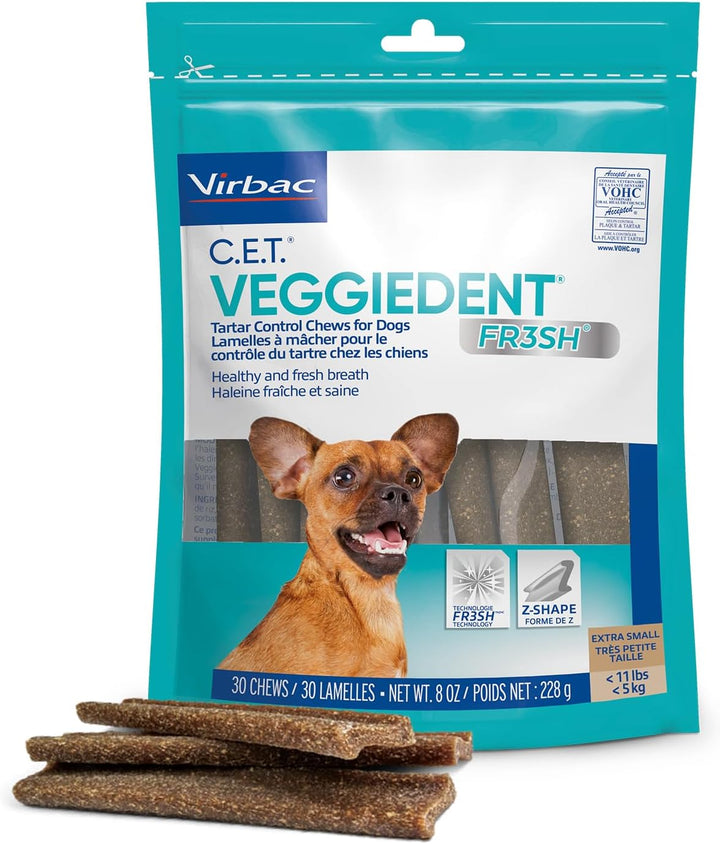C.E.T. VEGGIEDENT FR3SH Tartar Control Chews for Dogs, Medium, Beef, 1.6 Pounds