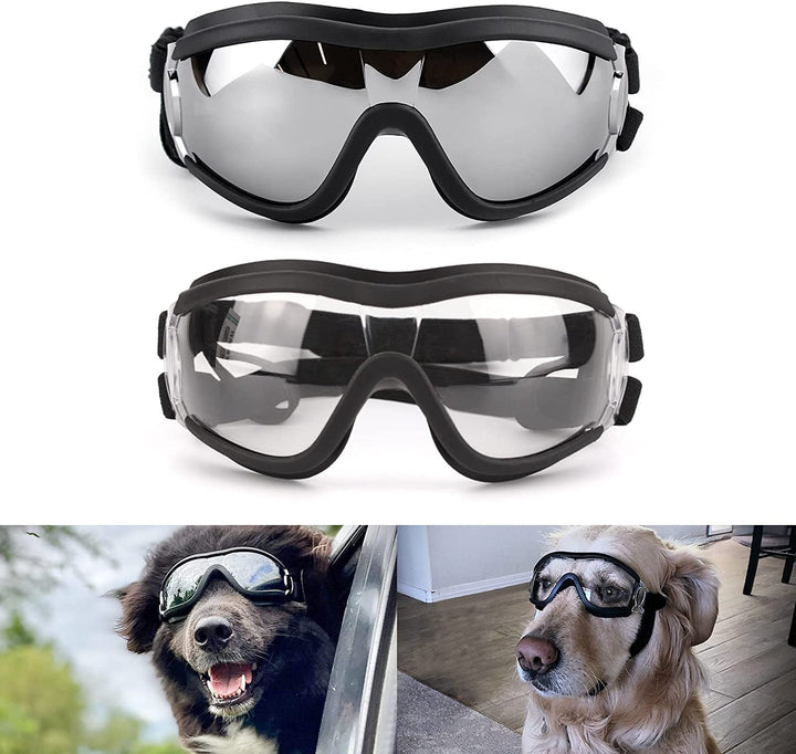 Dog Goggles Large Breed, Large Dog Sunglasses Eye Protection for Dogs Windproof Goggles for Medium Large Dog Riding Biking Driving, Clear