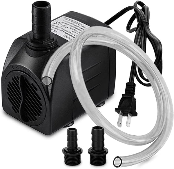 400GPH Submersible Pump with 5 Ft Tubing, (1500L/H 25W) Durable Fountain Water Pump for Pond Fountain, Aquariums Fish Tank, Statuary, Hydroponics