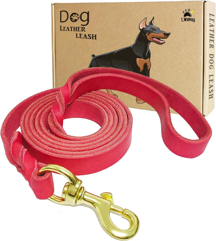 Leather Dog Leash 6Ft X 3/4 Inch, Heavy Duty Genuine Leather Braided Dog Training Leash, Soft and Strong Pet Lead for Large, Medium, Small Dogs