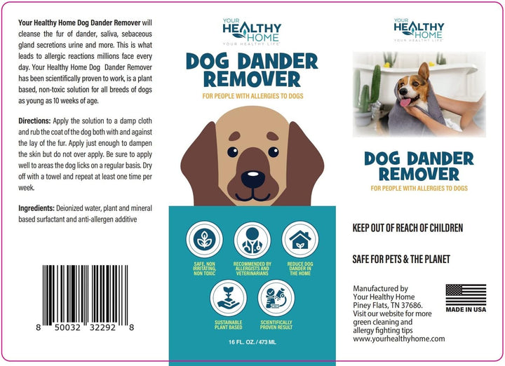 Dog Dander Remover & Allergy Relief Spray|All Natural Effective Treatment for Dog Allergies| Aloe Vera Free, Cruelty Free & Made in USA (16Oz)