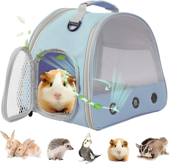 Guinea Pig Carrier Backpack, Clear Bubble Window Backpack for Guinea Pig, Bunny Rat Bird (Black, Carrier)