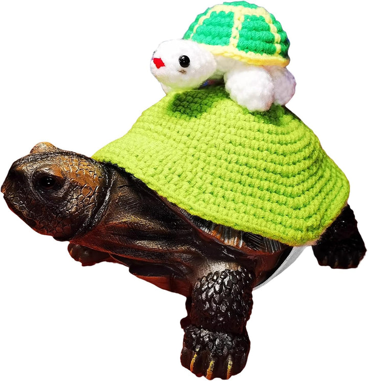 Sweater for Turtle, Handmade Knitted Sweater for Tortoise, Warm Small Animal Sweater, Knitted Pet Apparel with Adjustable Strap, Pet Cosplay Costume for Halloween (Red Stegosaurus, M)