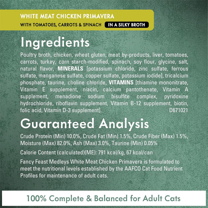 Purina  Wet Cat Food Variety Pack, Medleys White Meat Chicken in Sauce Collection - (Pack of 12) 3 Oz. Cans