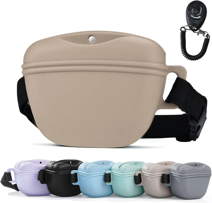 Pet Training Snack Pouch with Clicker 2.0 Upgraded Magnetic Closure, 1.66 Cup Silicone Belt for Dog Treats，Perfect for Exercising and Walking