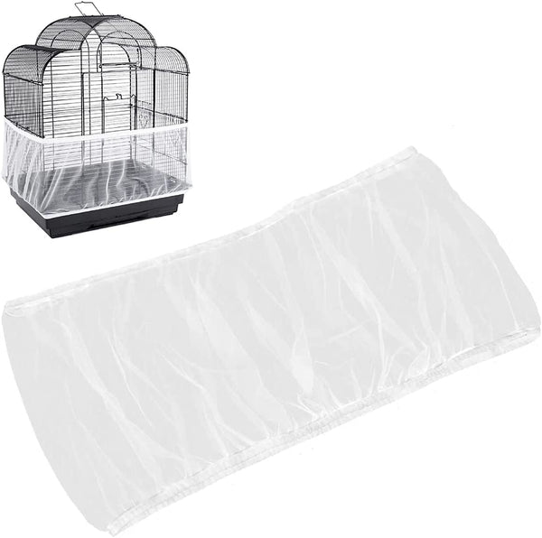 Universal Bird Cage Seed Catcher,Seed Catcher Guard Net Cover,Parrot Nylon Mesh Net Cover,Soft Airy Cage Net Stretchy Skirt for round Square Cage
