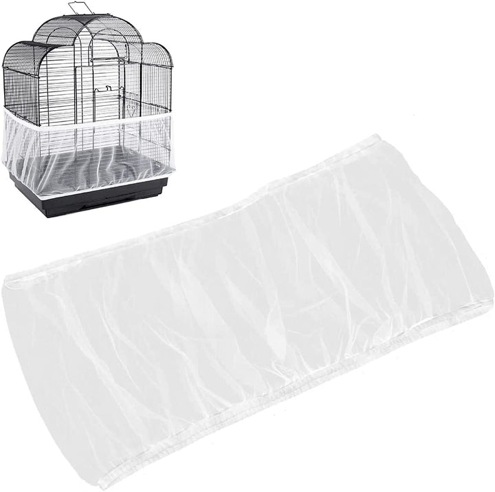Universal Bird Cage Seed Catcher,Seed Catcher Guard Net Cover,Parrot Nylon Mesh Net Cover,Soft Airy Cage Net Stretchy Skirt for round Square Cage