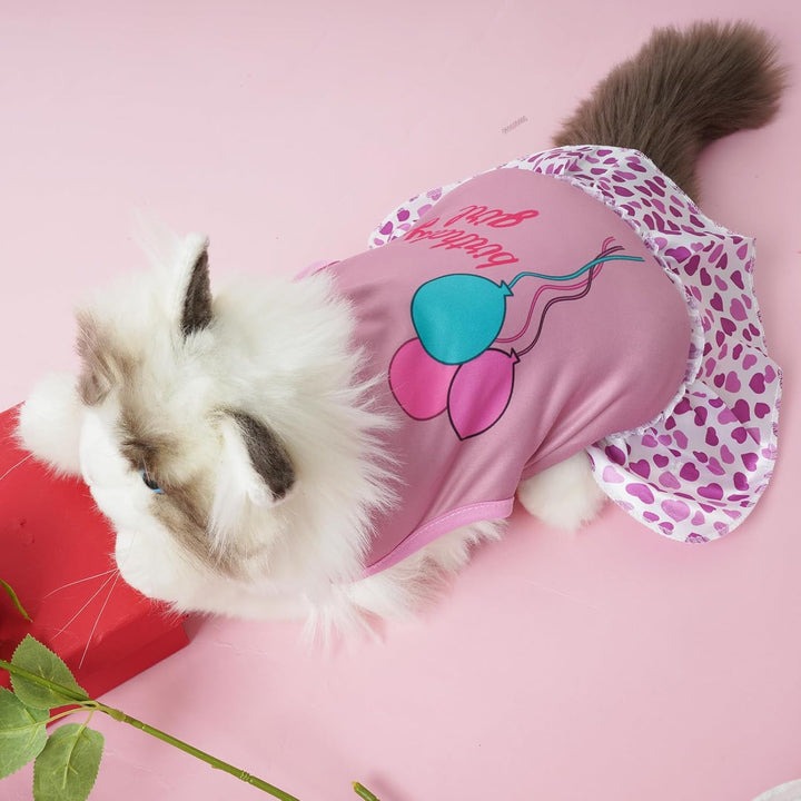 4 Pack Dog Dresses Adorable Girl Puppy Printed Dresses Pet Doggy Clothes for Small Dogs Girl Holiday Apparel Dresses(S)