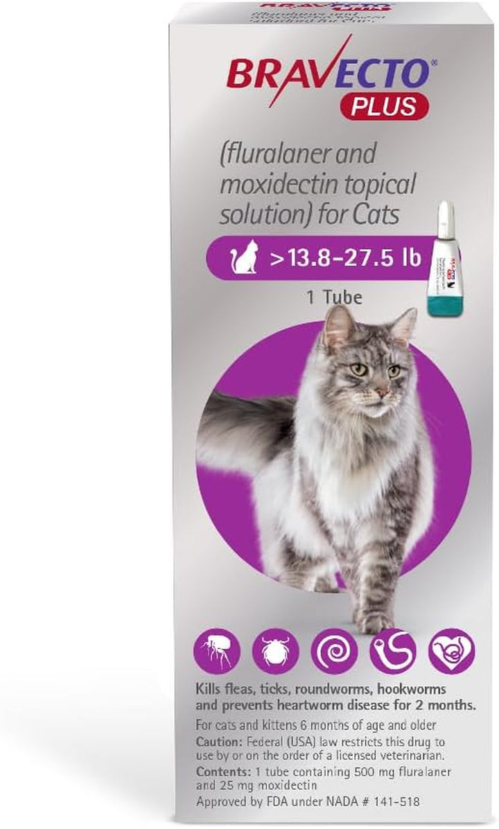plus Topical Solution for Cats, Flea, Tick & Heartworm, 2 Months Supply, 6.2-13.8 Lbs., Blue Box