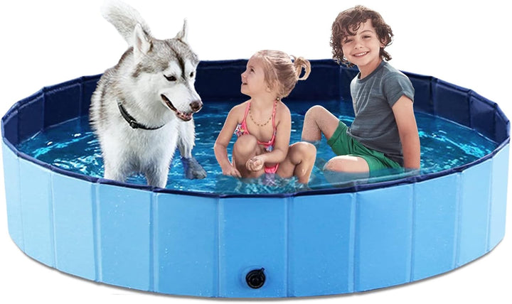 Foldable Dog Pet Bath Pool Collapsible Dog Pet Pool Bathing Tub Kiddie Pool Doggie Wading Pool for Puppy Small Medium Large Dogs Cats and Kids 48" Blue