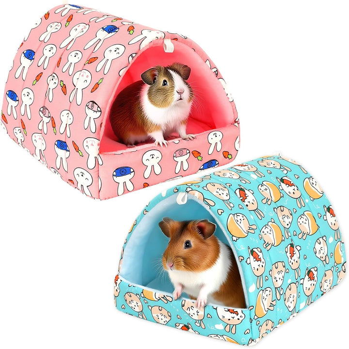 2 Pack Guinea Pig Hideout,Guinea Pig Bed Washable Small Animal House Cage Accessories for Mouse Chinchillas Hamsters Hedgehogs Ferrets Bearded Dragons and Rats