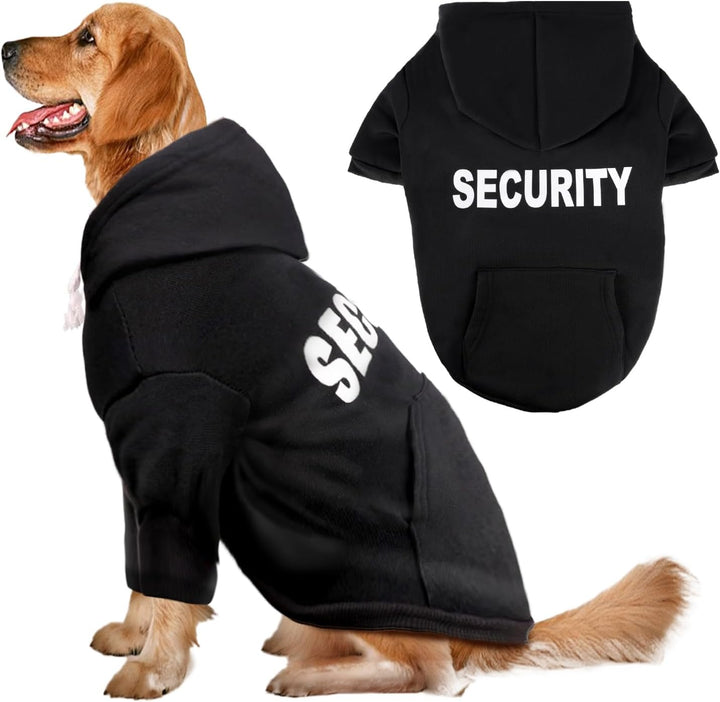 Dog Sweaters Hoodies for Large Dogs Security Ultra-Soft Fleece Dog Sweatshirt Cold Weather Pet Winter Clothes with Pocket for Small Medium Large Dogs (XL (Back: 24.2",Chest: 34.2"), Security)