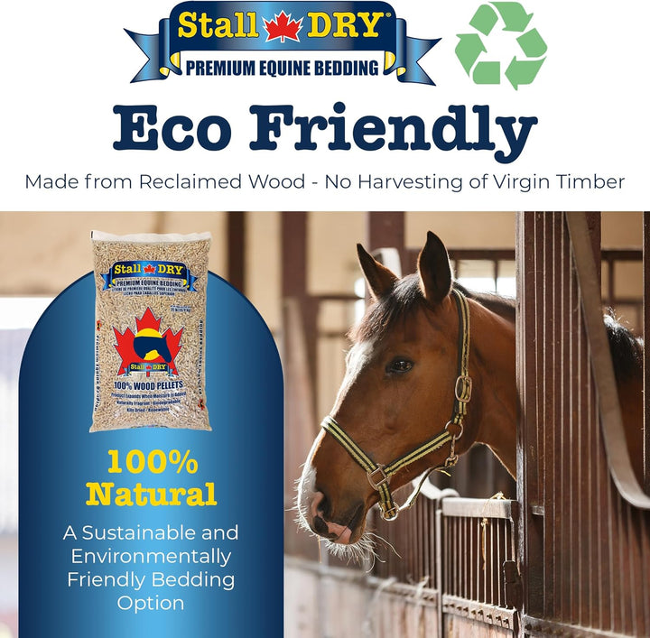 Premium Equine Bedding Pellets, 35Lbs - 100% Natural Kiln-Dried Pine Pellets, Superior Absorption & Odor Control - Eco-Friendly, Biodegradable & Chemical-Free Bedding