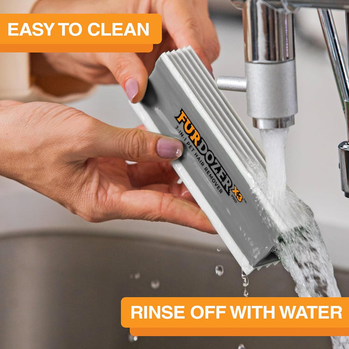 Furdozer Pet Hair Remover & Auto Detailing Tools - Cat & Dog Hair Remover for Carpets, Car Interiors, Couches, Bedding, & Pet Furniture (Gray, X3 PRO - 5" Long)