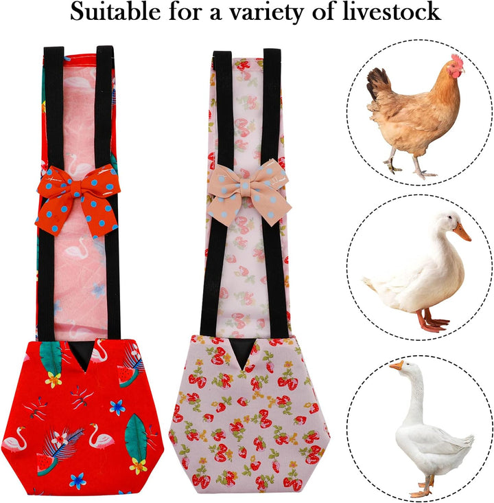 2 Pcs Chicken Diapers for Hens, Poultry Diapers Multiple-Used Pet Diapers, Washable Duck Diapers for Real Ducks（Suitable for Chickens Weighing 1.1 to 3.3 Lb）