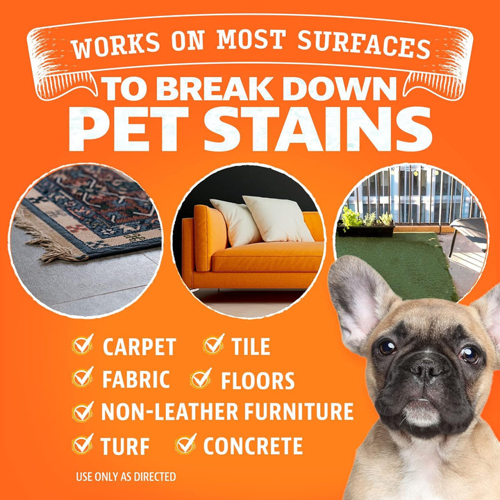 Stain Remover - 32Oz Enzyme Pet Cleaner - Dog & Cat Urine Destroyer and Stain Remover - Citrus Spray Cleaning Solution - Puppy Supplies