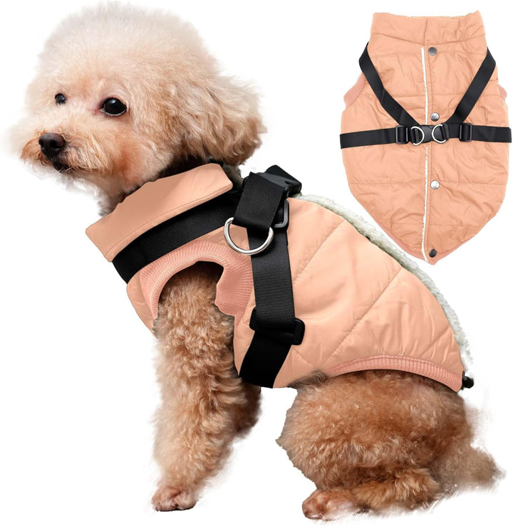 2 Layers Fleece Lined Warm Dog Jacket for Puppy Winter Cold Weather,Soft Windproof Small Dog Coat,Green S