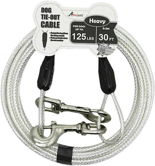 30Ft Reflective Tie-Out Cable for Heavy Dogs up to 125 Pounds