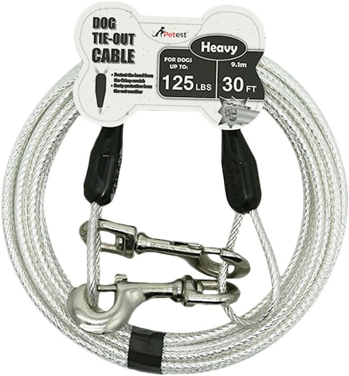 30Ft Reflective Tie-Out Cable for Heavy Dogs up to 125 Pounds
