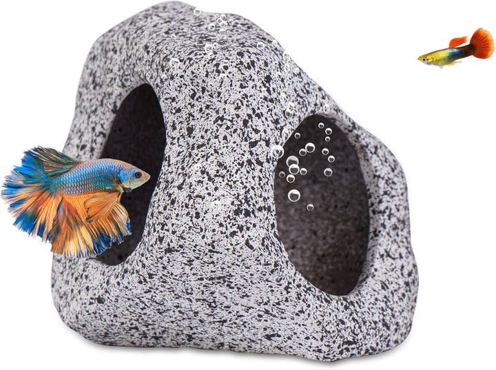 Aquarium Decorations Cave Fish Tank Accessories Rock Decor for Shrimp Cichlid Hiding Breeding Small Fish Bowl Hide Decoration Betta Toys Hideout Stones House（Medium）