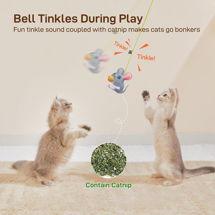 Interactive Cat Feather Toys 5 Pcs, Cat Teaser Retractable Hanging Indoor Kitten Play Chase Exercise, Mental Physical Stimulation for All Breeds and Species