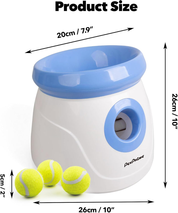 Automatic Dog Ball Thrower Launcher for Small and Medium Dogs, Interative Dog Fetch Machine with 3 Tennis Balls (2'') for Indoor/Outdoor Throwing Game Launch Distance 10-30Ft