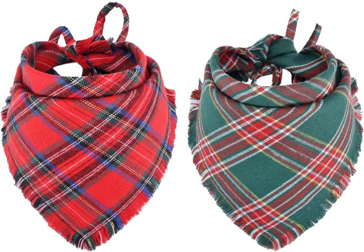 Fall Dog Bandana Autumn Thanksgiving Plaid Reversible Triangle Bibs Scarf Accessories for Dogs Pets