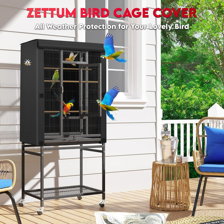 Bird Cage Cover - 600D Bird Cage Covers for Night Heavy Duty & Waterproof, Fade-Resistant Pet Bird Cage Cover Accessory for Parakeet, Parrot, Cockatiel and More Finches - 33 X 23 X 40 Inch