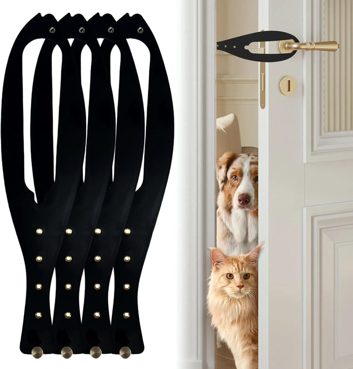 Cat Door Latch, 2 Pcs Cat Door Stopper Pet Door Latch to Keep Dog Out of Litter Box and Food, Door Prop for Cat with 5 Adjustable Size Strap 2.5-6" Wide, No Measuring, Easy to Install, White