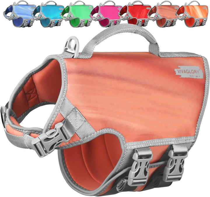 Neoprene Dog Life Vest, Dog Life Jacket for Swimming & Boating, Lightweight & Buoyancy for Puppy Doggy, Swimming Vest with Handle, XS, Raspberry Pink