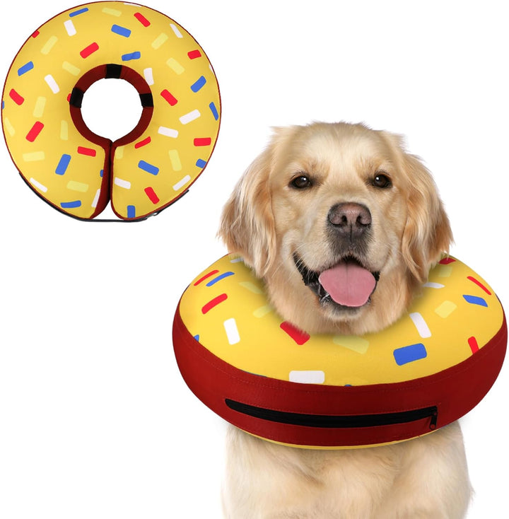 Inflatable Dog Cone Collar Alternative after Surgery, Doggie Neck Donut Collar Recovery Ecollar, Soft Dog Cone for Small Medium Large Dogs