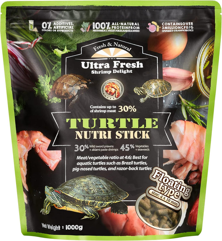 - Turtle Nutri Stick, Wild Sword Prawn, Calcium & Vitamin D Enriched Aquatic Turtle Food with Probiotics for Picky Turtles, Made from All Natural Ingredients 3.35 Oz