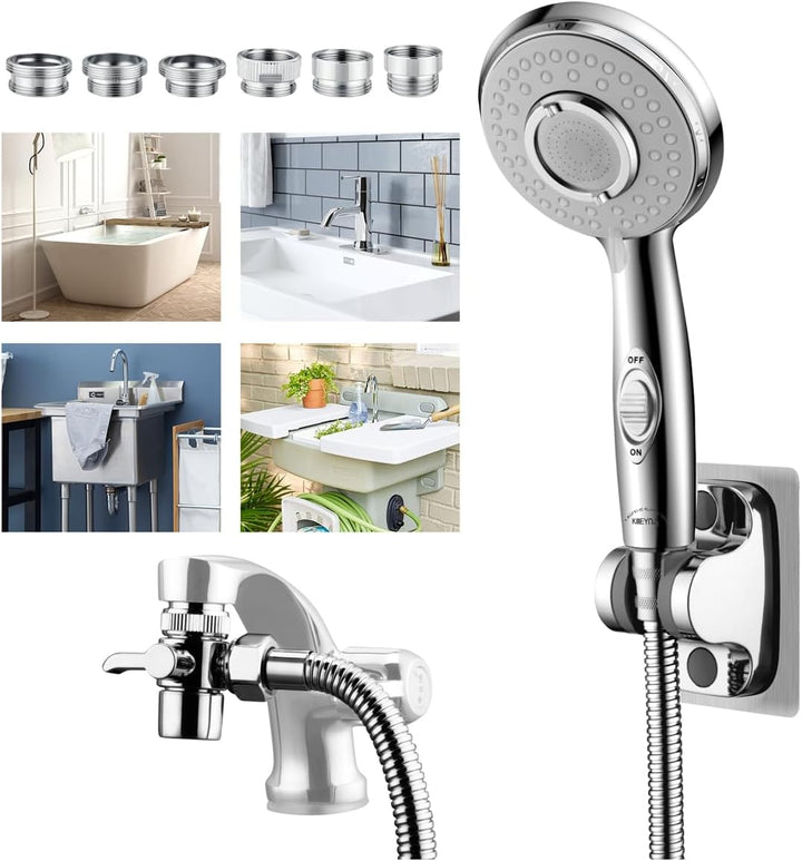 Shower Head Sink-Faucet Bathtub-Bathroom-Garden - Hose Sprayer Attachment(5 Adapters) for Hair Washing & Pet Dog Rinse & Baby Bath, ON/OFF Extension for Moen, Kohler, Delta, American Standar
