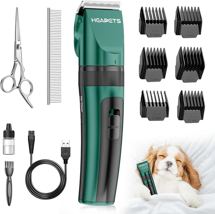Dog Grooming Clippers, Low Noise, Electric Quiet, Adjustable Clipper Comb, Rechargeable Cordless Dog Hair Clippers for Dogs Cats Pets, Gold