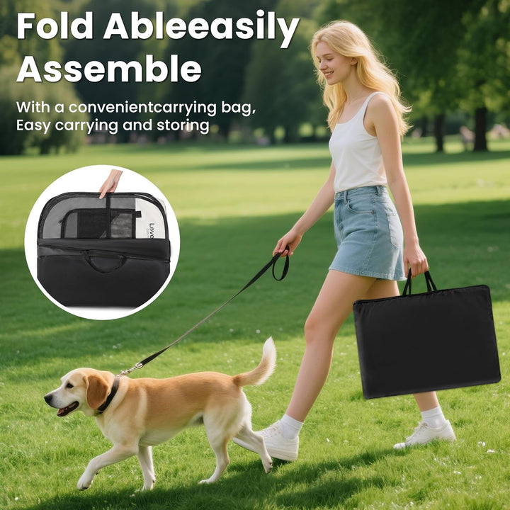 Pet Puppy Dog Playpen, Small Dog Tent Crates Cage Indoor/Outdoor, Portable Playpen for Cat, Foldable Pop up Dog Kennel Playpen with Carring Case, Removable Zipper Top, Grey