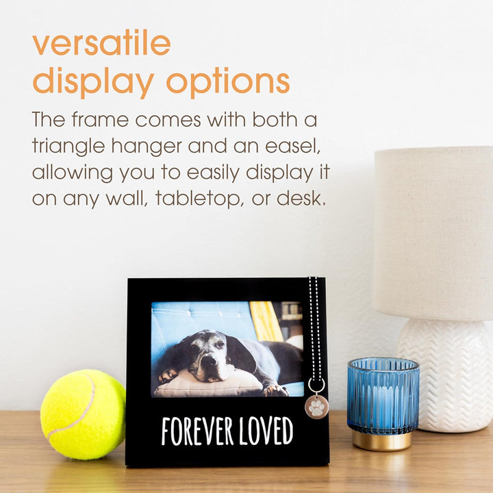 Forever Loved Pet Keepsake Picture Frame, Photo Frame for Pet Owners and Dog Lovers, Ideal Memorial Gift for Loss of Dog and Pet Remembrance, Wall Mount and Tabletop Frame, Black