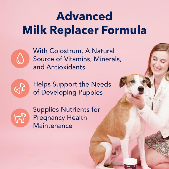 Puppy Milk Replacement Formula - Dog Milk Replacer Powder Supplement for Pregnant, Lactating, Aging Dogs - Enriched with Colostrum - Nutritious Nursing Formula for Puppies - 12 Oz