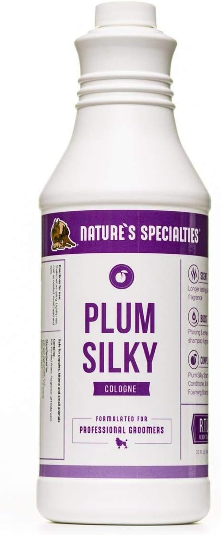 Plum Silky Dog Cologne for Pets, Natural Choice for Professional Groomers, Ready to Use Perfume, Finishing Spray, Made in USA, 8 Oz