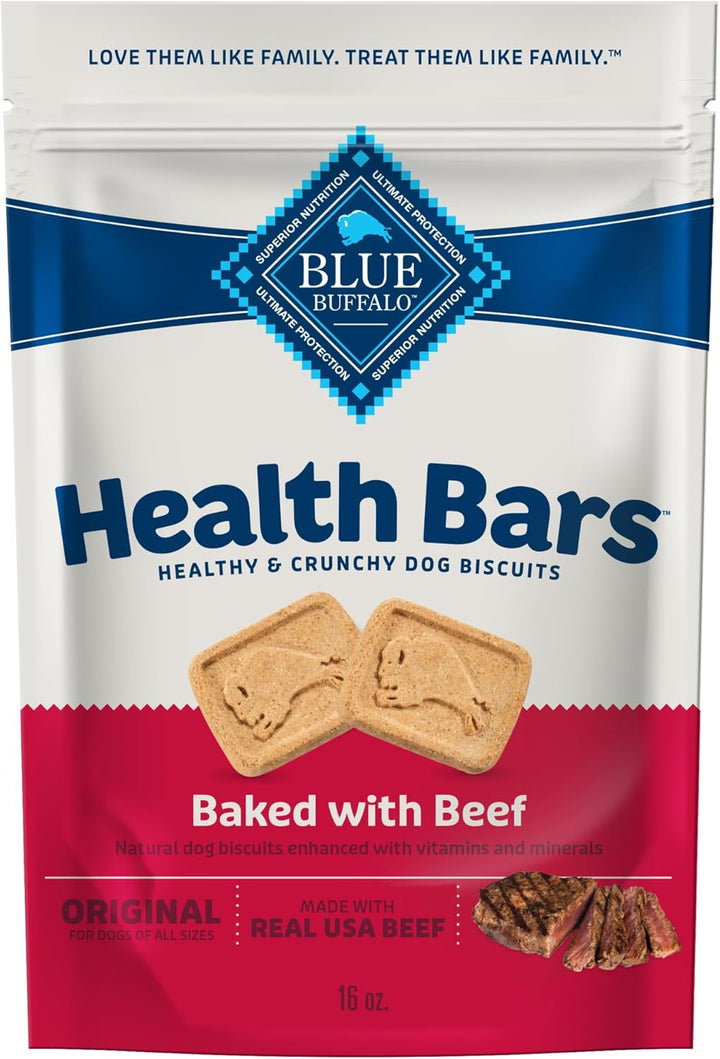 Health Bars Crunchy Dog Biscuits, Oven-Baked with Natural Ingredients, Bacon, Egg & Cheese , 16-Oz Bag