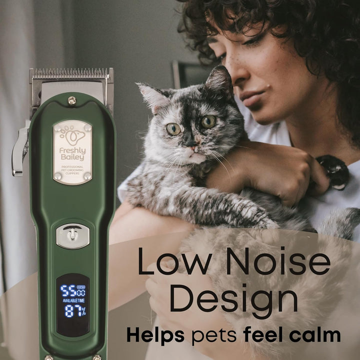 Cat Clippers for Matted Hair - Matted Cat Fur Remover - Low Noise Grooming Trimmer & Shaver | Pet Clippers for Long Hair Cats | Professional Pet Shaver with Detachable Guards