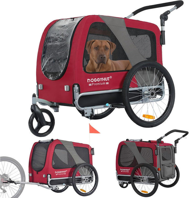 ® Premium Large/Xl Pet Bike Trailer & Stroller for Large Sized Dog or Multiple Small Dogs,Low Center of Gravity,Parking Brakes,Easy Folding Frame,Bicycle Carrier