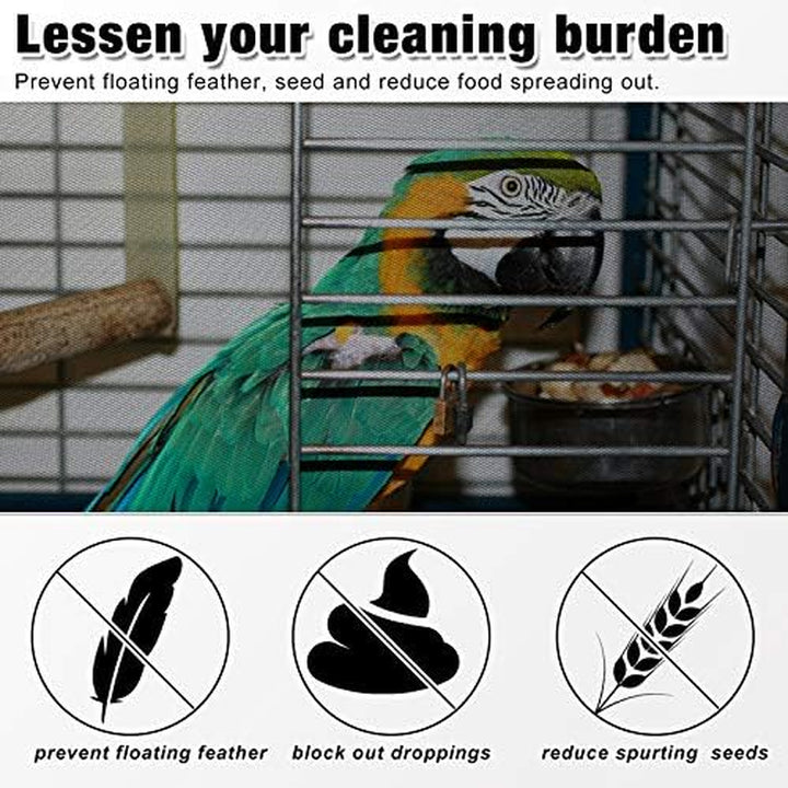 Large Bird Cage Seed Catcher,Bird Cage Cover Net Skirt Guard,Adjustable Soft Airy Mesh Net for Parrot Parakeet Macaw(118 X 15 Inch/ 300 X 37 Cm,Black)
