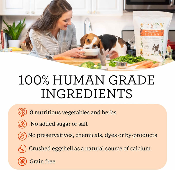 Veg-To-Bowl Fine Ground Dog Food, Human Grade Dehydrated Base Mix for Dogs, Grain Free Holistic Mix for Small Dogs (3 Pounds)