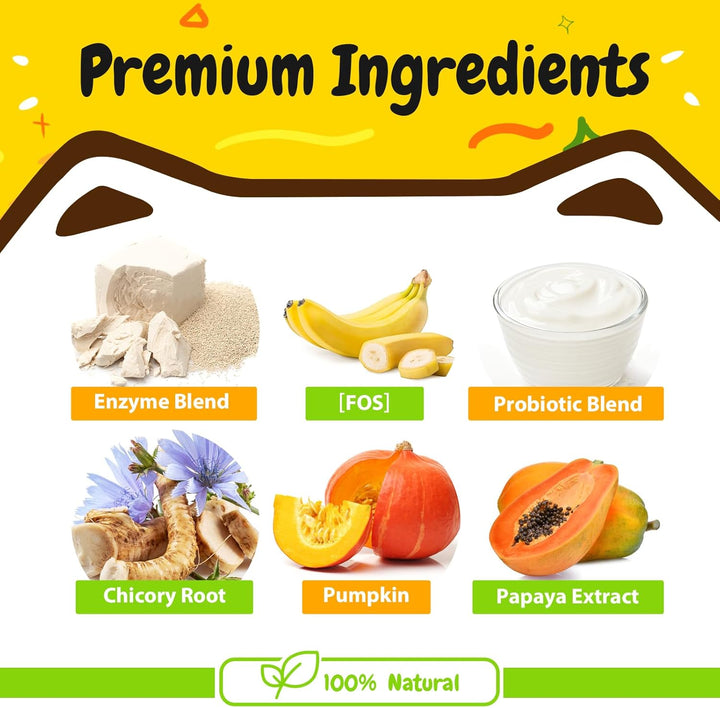 Probiotics for Dogs, Dogs Probiotics for Digestive Health, Multi-Probiotic and Enzyme Blend Promote Gut Health & Immune Support, Eases Sensitive Stomachs (Beef Chews, 50Ct)