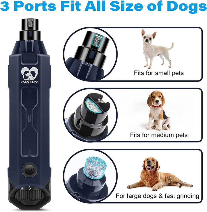 6-Speed Dog Nail Grinder - Newest Enhanced Pet Nail Grinder Super Quiet Rechargeable Electric Dog Nail Trimmer Painless Paws Grooming & Smoothing Tool for Large Medium Small Dogs (Blue)