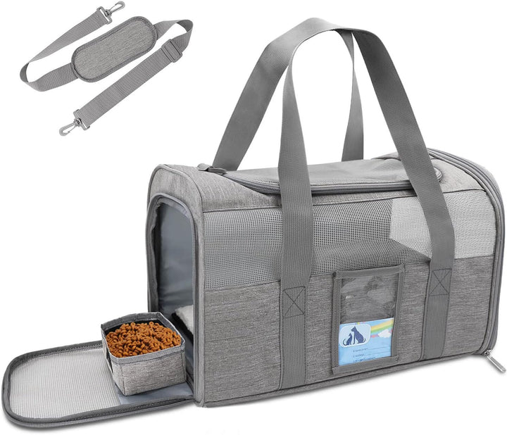 Cat Carrier,Dog Carriers for Small Dogs Medium Cats Pet Carrier up to 15 Lbs, TSA Airline Approved Cat Carrier Soft, Cat Dog Crate Travel Bag,Grey