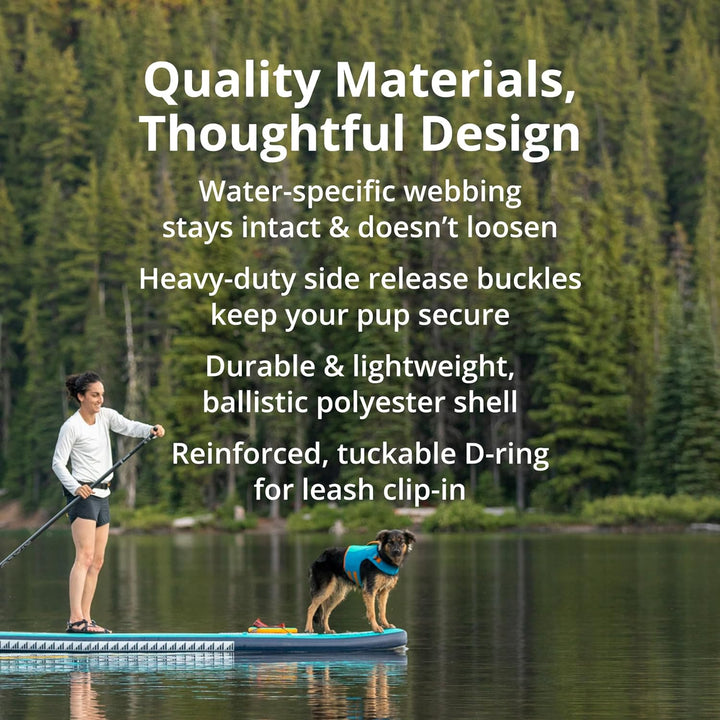 , Float Coat Dog Life Jacket, Premium Buoyancy Swim Vest with Lift Handle, Secure Fit & Reflective Trim, Adjustable Flotation for Swimming, Boating, & Outdoor Adventures, Wave Orange, Medium