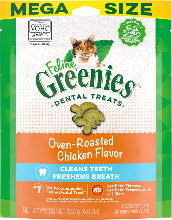 Feline Adult Dental Cat Treats, Oven Roasted Chicken Flavor, 4.6 Oz. Pack