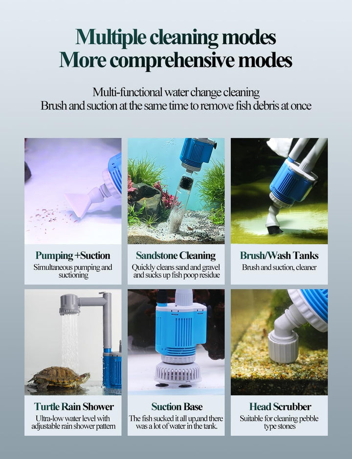 Aquarium Gravel Cleaner - Electric Automatic Removable Vacuum Water Changer Sand Algae Cleaner Filter Changer 110V/28W